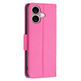 For iPhone 16 Case, Lychee Texture Folio PU Leather Wallet Cover, Rose Red | iCoverLover Australia