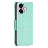 For iPhone 16 Case, Butterfly Emboss Folio PU Leather Wallet Cover, Green | iCoverLover Australia