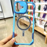 For iPhone 16 Case, Clear Acrylic with Lens Holder, Compatible with MagSafe Cover, Blue | iCoverLover Australia