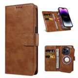 For iPhone 14 Pro Max Case Detachable Wallet Cover Compatible with MagSafe Brown | iCoverLover Australia