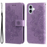 For iPhone 16 Plus Case, Flower Mandala PU Leather Folio Wallet Cover, Light Purple | iCoverLover Australia