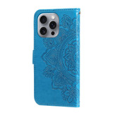 For iPhone 16 Pro Max Case, Flower Mandala PU Leather Folio Wallet Cover, Blue | iCoverLover Australia