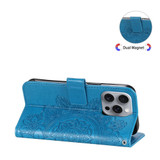 For iPhone 16 Pro Max Case, Flower Mandala PU Leather Folio Wallet Cover, Blue | iCoverLover Australia