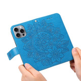 For iPhone 16 Pro Max Case, Flower Mandala PU Leather Folio Wallet Cover, Blue | iCoverLover Australia
