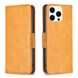 For iPhone 16 Pro Max Case, Lambskin Texture PU Leather Folio Wallet Cover, Light Brown | iCoverLover Australia