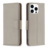 For iPhone 16 Pro Max Case, Lychee Texture Folio PU Leather Wallet Cover, Grey | iCoverLover Australia