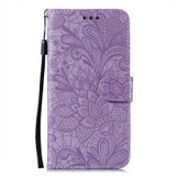 For iPhone 16 Case, Floral Lace Pattern PU Leather Wallet Cover, Purple | iCoverLover Australia