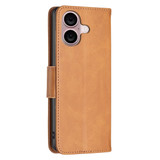 For iPhone 16 Plus Case, Lambskin Texture PU Leather Folio Wallet Cover, Light Brown | iCoverLover Australia