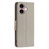 For iPhone 16 Case, Lychee Texture Folio PU Leather Wallet Cover, Grey | iCoverLover Australia
