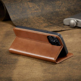 For iPhone 15 Pro Case, Leather, Flip Wallet Folio Cover, Stand, Brown | iCoverLover Australia