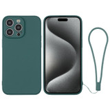 For iPhone 15 Pro Max Case, Silicone Soft Cover, Wrist Strap, Deep Green | iCoverLover Australia