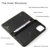 For iPhone 15 Plus Case, Fierre Shann Genuine Cowhide Leather Wallet Cover, Black | iCoverLover Australia