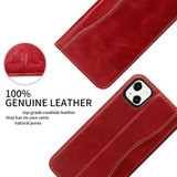 For iPhone 15 Plus Case, Fierre Shann Genuine Cowhide Leather Wallet Cover, Red | iCoverLover Australia
