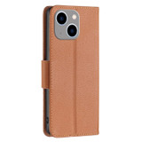 For iPhone 15 Plus Case, Lychee Texture Folio PU Leather Wallet Cover, Brown | iCoverLover Australia