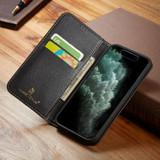 For iPhone 15 Case, Fierre Shann Genuine Cowhide Leather Wallet Cover, Black | iCoverLover Australia