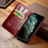 For iPhone 15 Case, Fierre Shann Genuine Cowhide Leather Wallet Cover, Red | iCoverLover Australia
