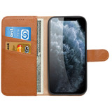 For iPhone 14 Pro Max Case Fashion Cowhide Genuine Leather Wallet Cover Brown | iCoverLover Australia