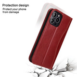 For iPhone 14 Pro Max Case Fierre Shann Genuine Cowhide Leather Wallet Cover Red | iCoverLover Australia