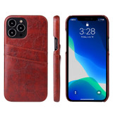 For iPhone 14 Pro Max Case Deluxe Leather Wallet Back Shell Slim Cover Brown | iCoverLover Australia