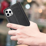 For iPhone 14 Pro Max Case iCoverLover Black Genuine Cow Leather Wallet Folio Cover | iCoverLover Australia