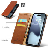 For iPhone Air Case, Leather, Flip Wallet Folio Cover, Stand, Brown | iCoverLover Australia