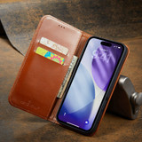 For iPhone 17 Pro Max Case, Fierre Shann Genuine Cowhide Leather Wallet Cover, Brown | iCoverLover Australia