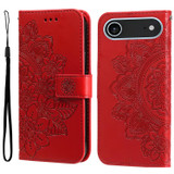 For iPhone Air Wallet Case - Protective Embossed Floral PU Leather Cover, Red | iCoverLover Australia