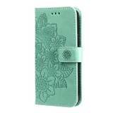 For iPhone 17 Pro Wallet Case - Protective Embossed Floral PU Leather Cover, Green | iCoverLover Australia