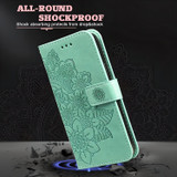 For iPhone 17 Pro Wallet Case - Protective Embossed Floral PU Leather Cover, Green | iCoverLover Australia