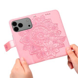 For iPhone 17 Pro Max Wallet Case - Protective Embossed Floral PU Leather Cover, Rose Gold | iCoverLover Australia