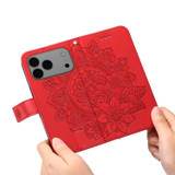 For iPhone 17 Pro Max Wallet Case - Protective Embossed Floral PU Leather Cover, Red | iCoverLover Australia