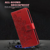 For iPhone 17 Pro Max Wallet Case - Protective Embossed Floral PU Leather Cover, Red | iCoverLover Australia