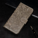For iPhone 17 Pro Max Wallet Case - Elegant Lace Flower PU Leather Folio Cover, Grey | iCoverLover Australia