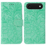 For iPhone Air Wallet Case - Elegant Lace Flower PU Leather Folio Cover, Green | iCoverLover Australia