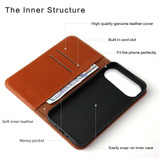 For iPhone Air Case, Fierre Shann Genuine Cowhide Leather Wallet Cover, Brown | iCoverLover Australia