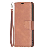 For Samsung Galaxy S24 Ultra Case - Lambskin Texture, Folio PU Leather Wallet Cover with Card Slots, Lanyard, Brown | iCoverLover Australia