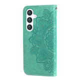 For Samsung Galaxy S24 Case - Embossed Mandala, Folio Wallet PU Leather Cover, Stand, Green | iCoverLover Australia