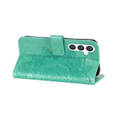 For Samsung Galaxy S24 Case - Embossed Mandala, Folio Wallet PU Leather Cover, Stand, Green | iCoverLover Australia