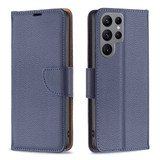 For Samsung Galaxy S24 Ultra Case - Lychee Folio Wallet PU Leather Cover, Kickstand, Blue | iCoverLover Australia