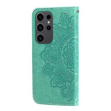 For Samsung Galaxy S24 Ultra Case - Embossed Mandala, Folio Wallet PU Leather Cover, Stand, Green | iCoverLover Australia