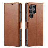 For Samsung Galaxy S23 Ultra Case Leather Flip Wallet Folio Cover Brown | iCoverLover Australia