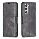 For Samsung Galaxy S24 Case - Lambskin Texture, Folio PU Leather Wallet Cover with Card Slots, Lanyard, Black | iCoverLover Australia