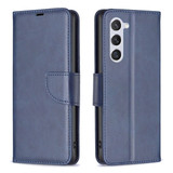 For Samsung Galaxy S24 Case - Lambskin Texture, Folio PU Leather Wallet Cover with Card Slots, Lanyard, Blue | iCoverLover Australia