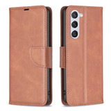 For Samsung Galaxy S24 Case - Lambskin Texture, Folio PU Leather Wallet Cover with Card Slots, Lanyard, Brown | iCoverLover Australia