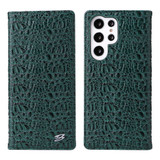 For Samsung Galaxy S22 Ultra Case Fierre Shann Crocodile Pattern Genuine Cow Leather Cover Green | iCoverLover Australia