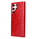 For Samsung Galaxy S22 Ultra Case Deluxe Leather Protective Cover Red | iCoverLover Australia