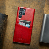 For Samsung Galaxy S22 Ultra Case Deluxe Leather Protective Cover Red | iCoverLover Australia