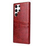 For Samsung Galaxy S22 Ultra Case Deluxe Leather Protective Cover Brown | iCoverLover Australia