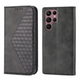 For Samsung Galaxy S23 Ultra Case, Cubic Grid PU Leather Wallet Cover, Black | iCoverLover Australia