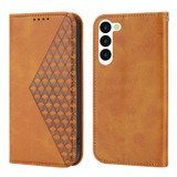 For Samsung Galaxy S23 Case, Cubic Grid PU Leather Wallet Cover, Yellow | iCoverLover Australia